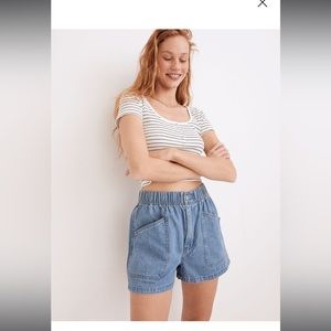 Denim Pull-On Utility Shorts in Grandfield Wash